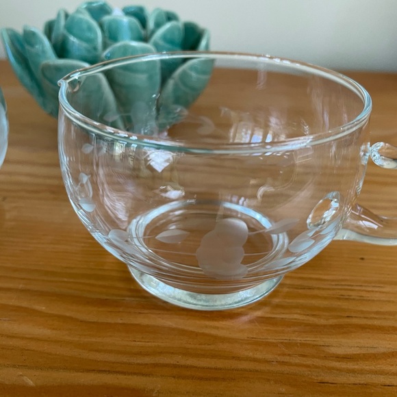 VINTAGE 3 PC PRINCESS HOUSE CRYSTAL HERITAGE CREAMER & LIDDED SUGAR BOWL - Picture 2 of 5